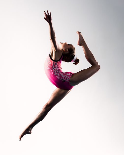Sportrait sample — gymnast on white backdrop
